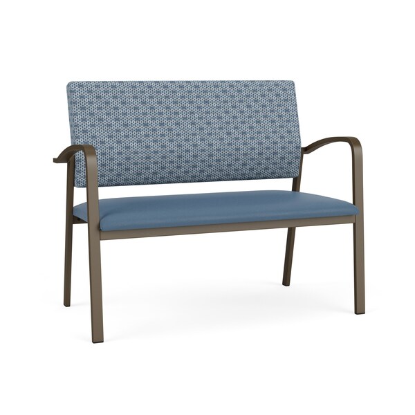 Lesro Newport 2 Seat Tandem Seating Metal Frame No Center Arms, Bronze, RS Rain Song Back, MD Titan Seat NP1501 - main